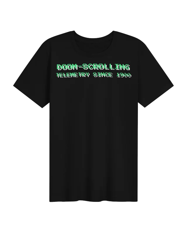 Doom-Scrolling Telemetry unisex tee in Black